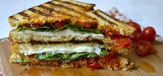 Vegan sandwich ideas: Tomato, Basil & Mozzarella Panini